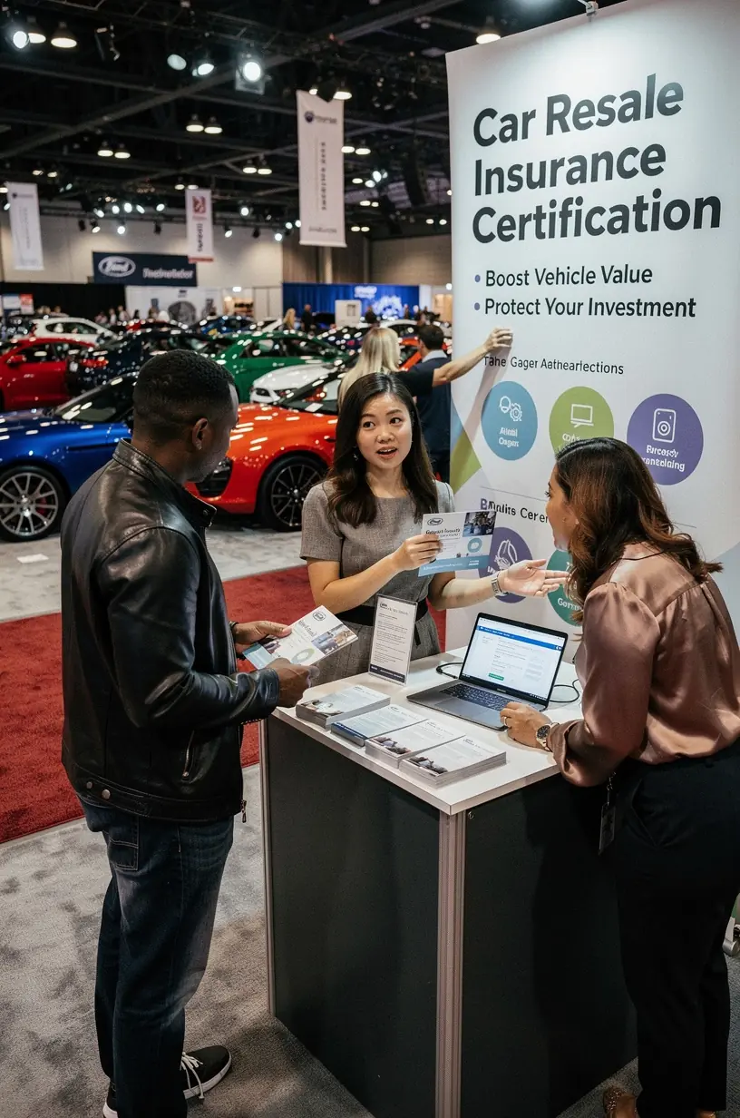 Изображение сертификата страхования автомобиля, символизирующего доверие при перепродаже в США